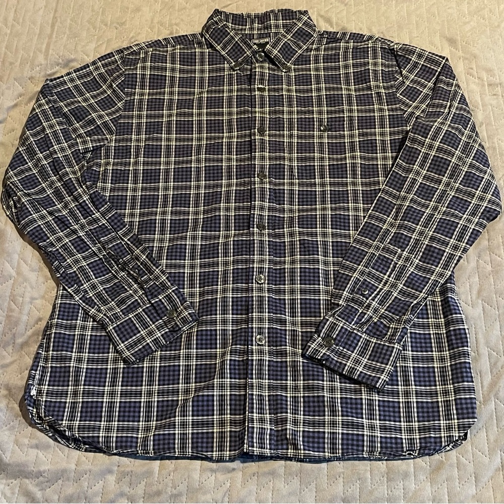 Todd Snyder button down shirt mens large pre-owned condition blue/black